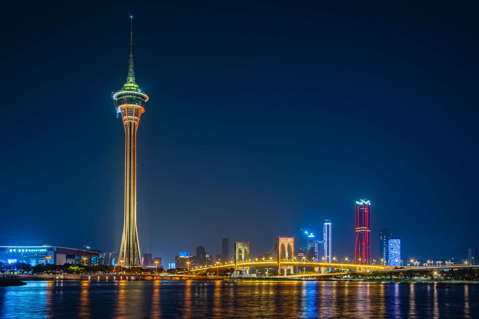 Macau Tower illuminated at night